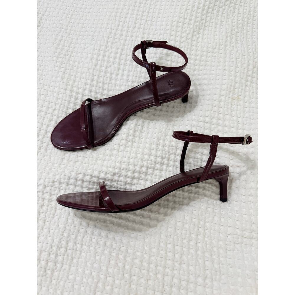 H&M Burgundy Patent Strappy Kitten Heel Sandals Size 38 - Picture 2 of 5
